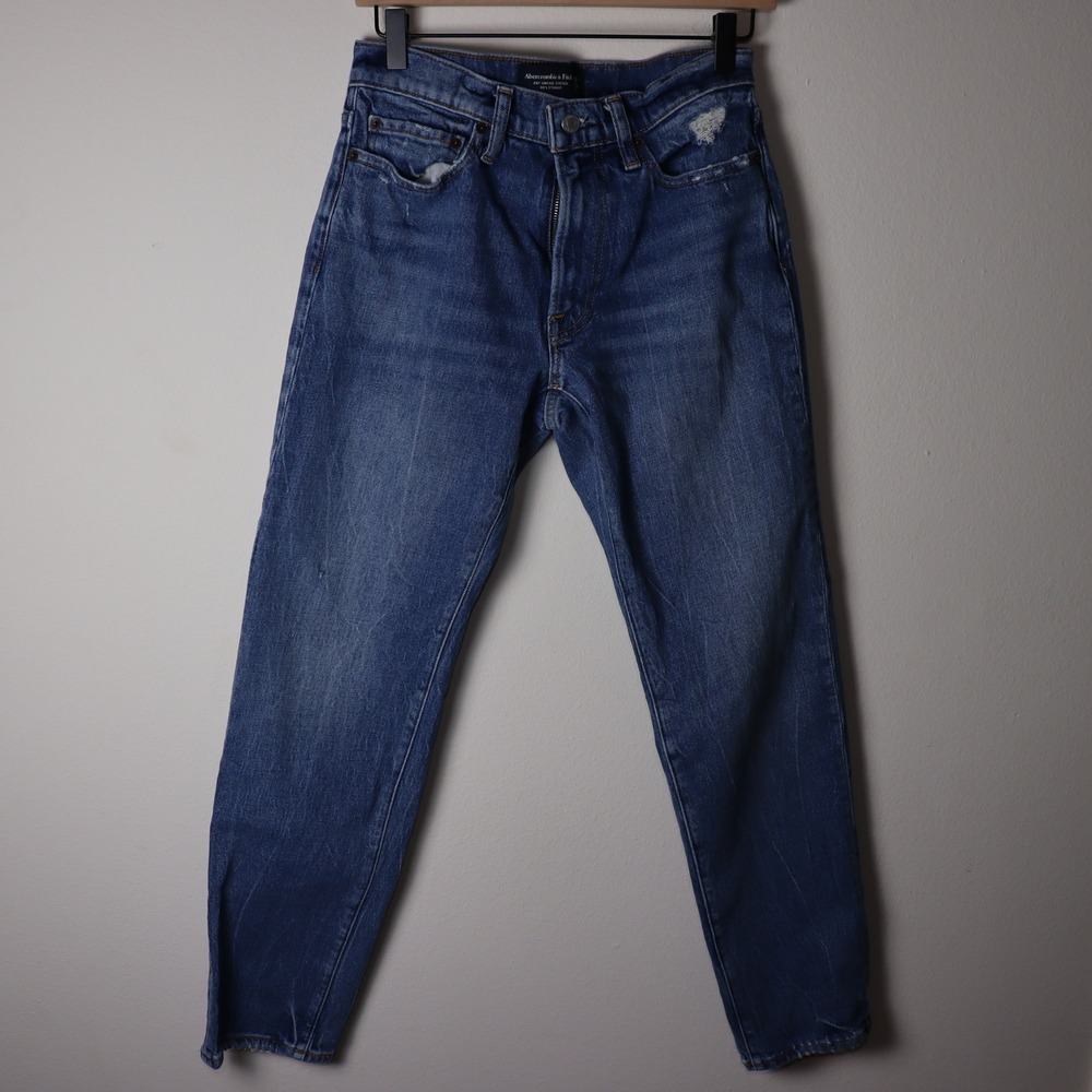 Abercrombie & Fitch 90s Straight Leg Jeans Blue 29x30 Distressed Vintage Stretch - Picture 1 of 5